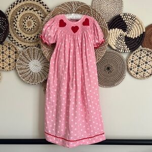 Pleats & Stitches - Pink Heart Smocked Dress